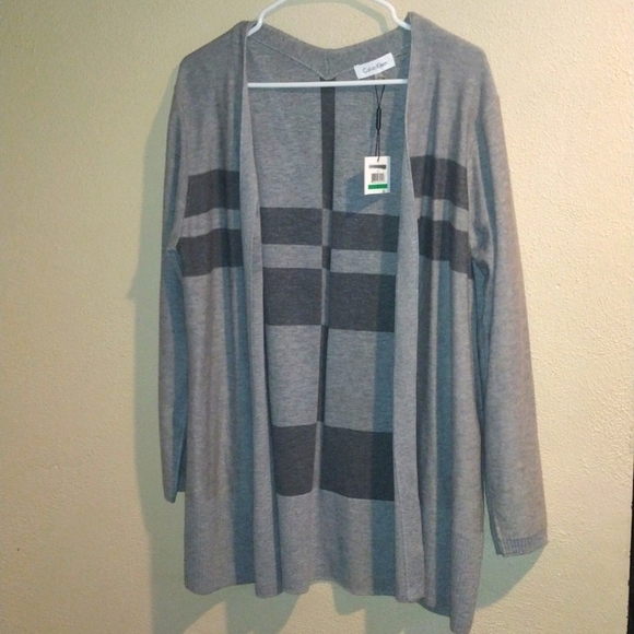 NWT Calvin Klein Color Block/Striped Cardigan Wool Blend L - Picture 1 of 7